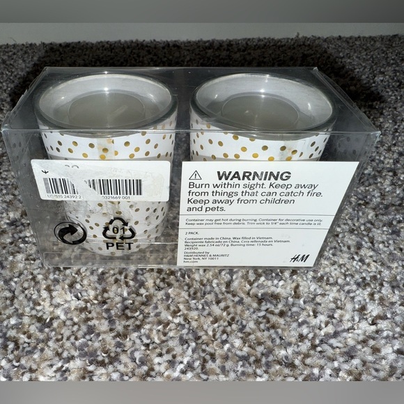 H&M white and gold Polka dots candles NWT - Picture 2 of 7